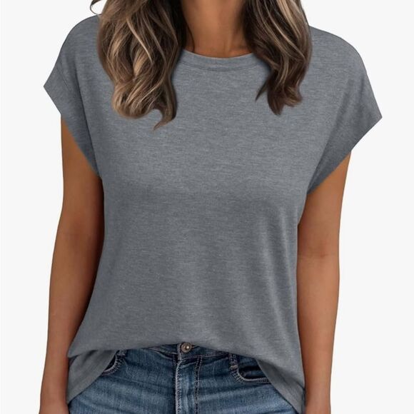 Automat Gray Cap Sleeve Crew Neck Muscle Tee Women’s Size Small - Picture 1 of 5